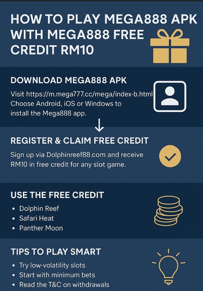 Summary steps on play Mega888 APK With Mega888 Free Credit RM10