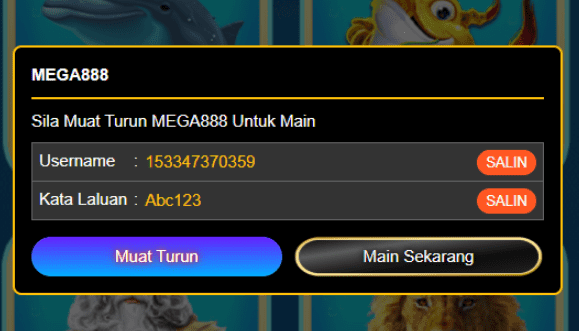 ID test Mega888 in Dolphinreef88 website