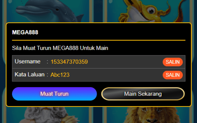 ID test Mega888 in Dolphinreef88 website