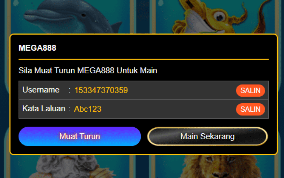 ID test Mega888 in Dolphinreef88 website