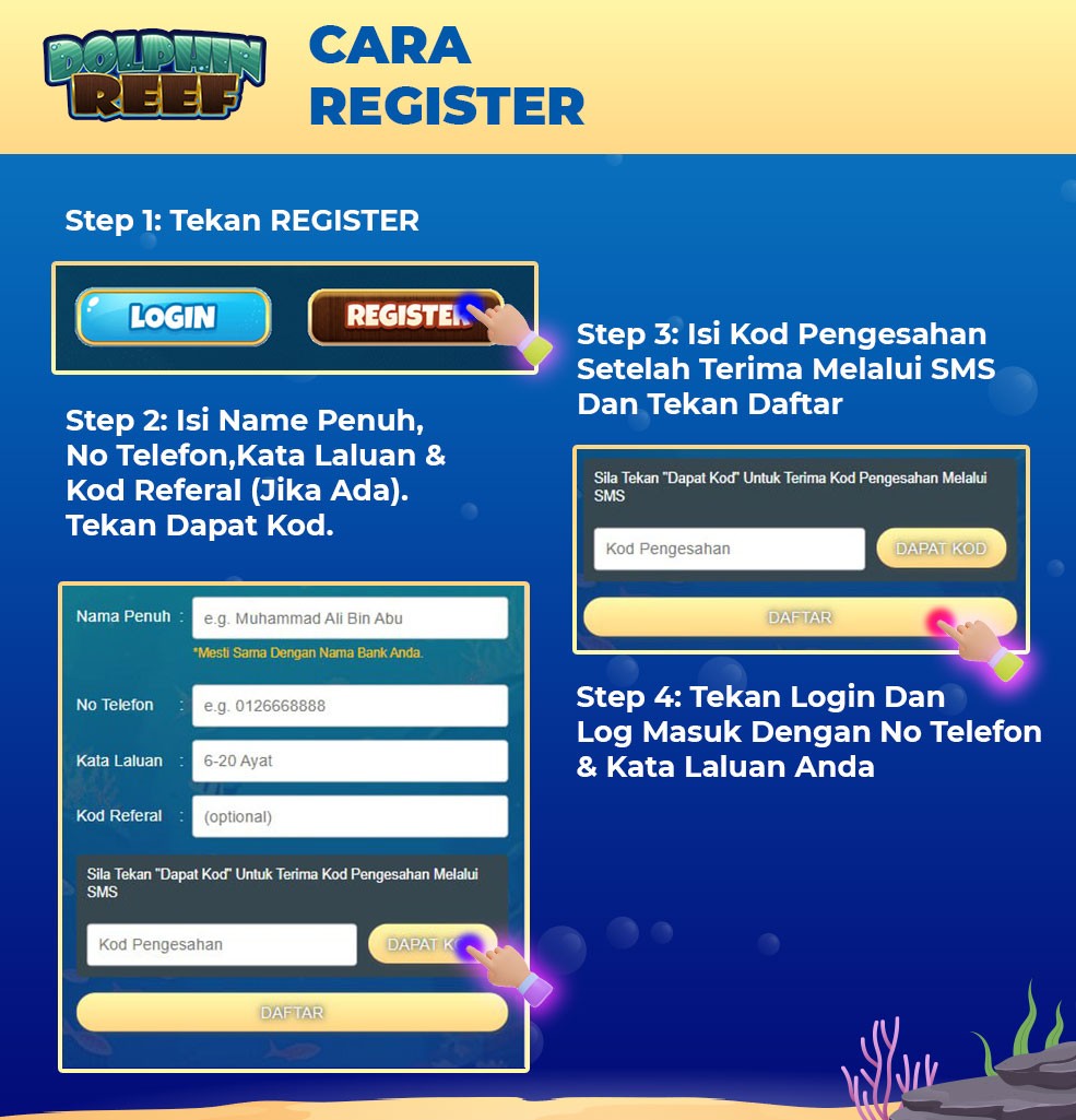 Claim Mega888 Free Credit RM10 with register steps